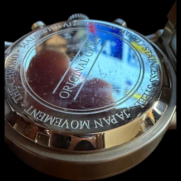 Original Grain Chronograph Watch Steel & Wood Japan Movement 10ATM Date main image 5